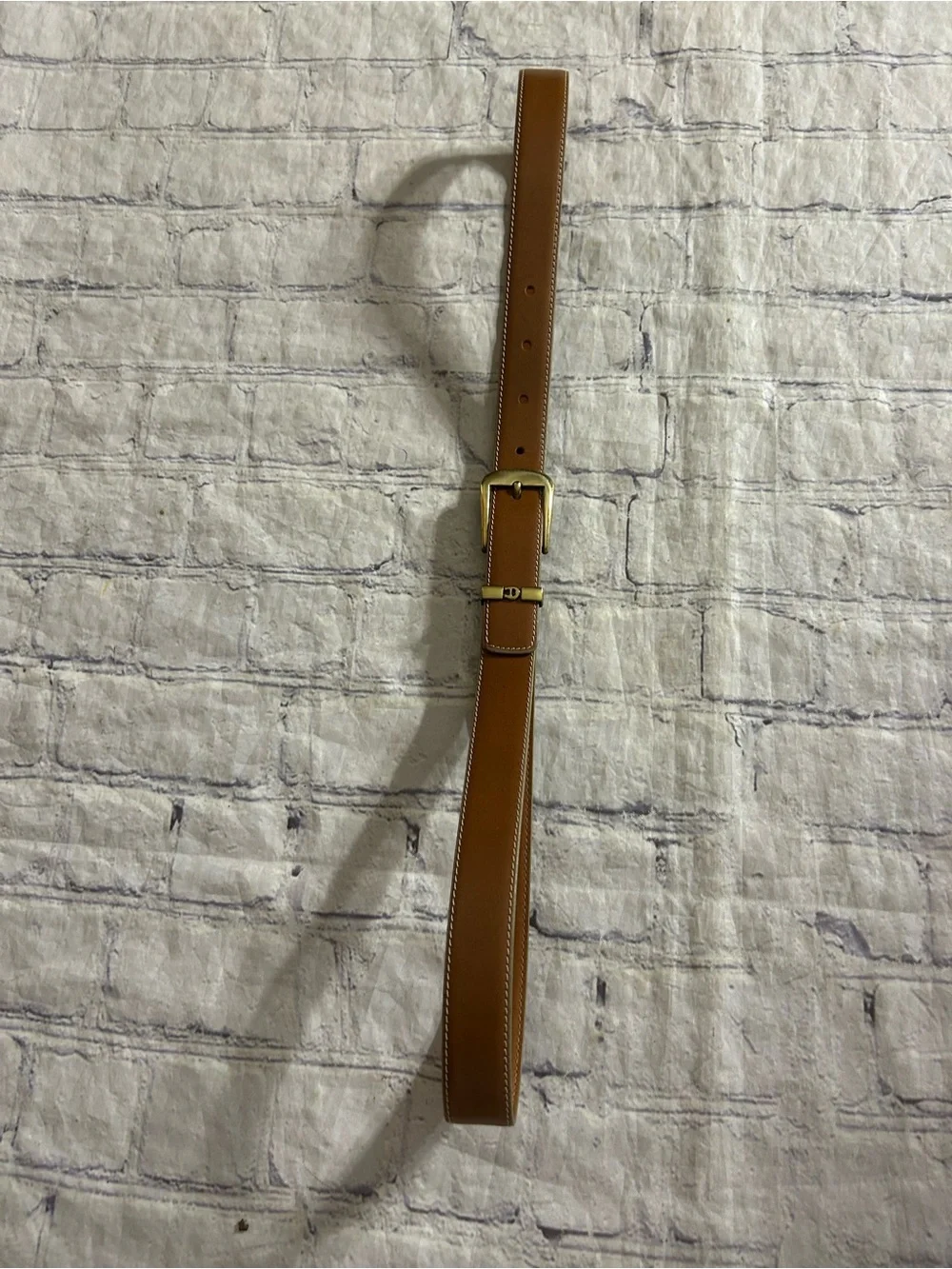 ÉTIENNE AIGNER VINTAGE ANILINE COWHIDE BROWN WITH GOLD TONE HARDWARE BELT